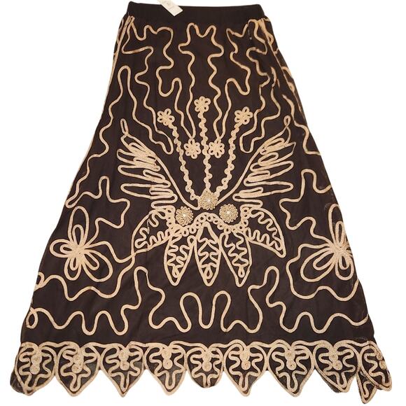 NWT ModeLia brown & gold Geometric design skirt multi sizes - Picture 1 of 5